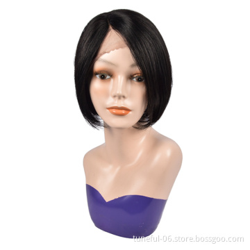 Tuneful human hair natural black short length unprocessed factory price 100% Brazilian lace front wigs best sell for black women